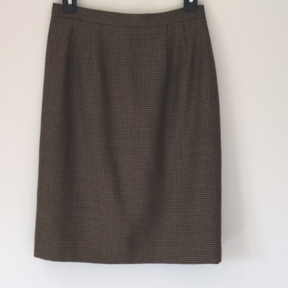 Vintage Chelsea Campbell Petite Houndstooth check wool skirt 8P